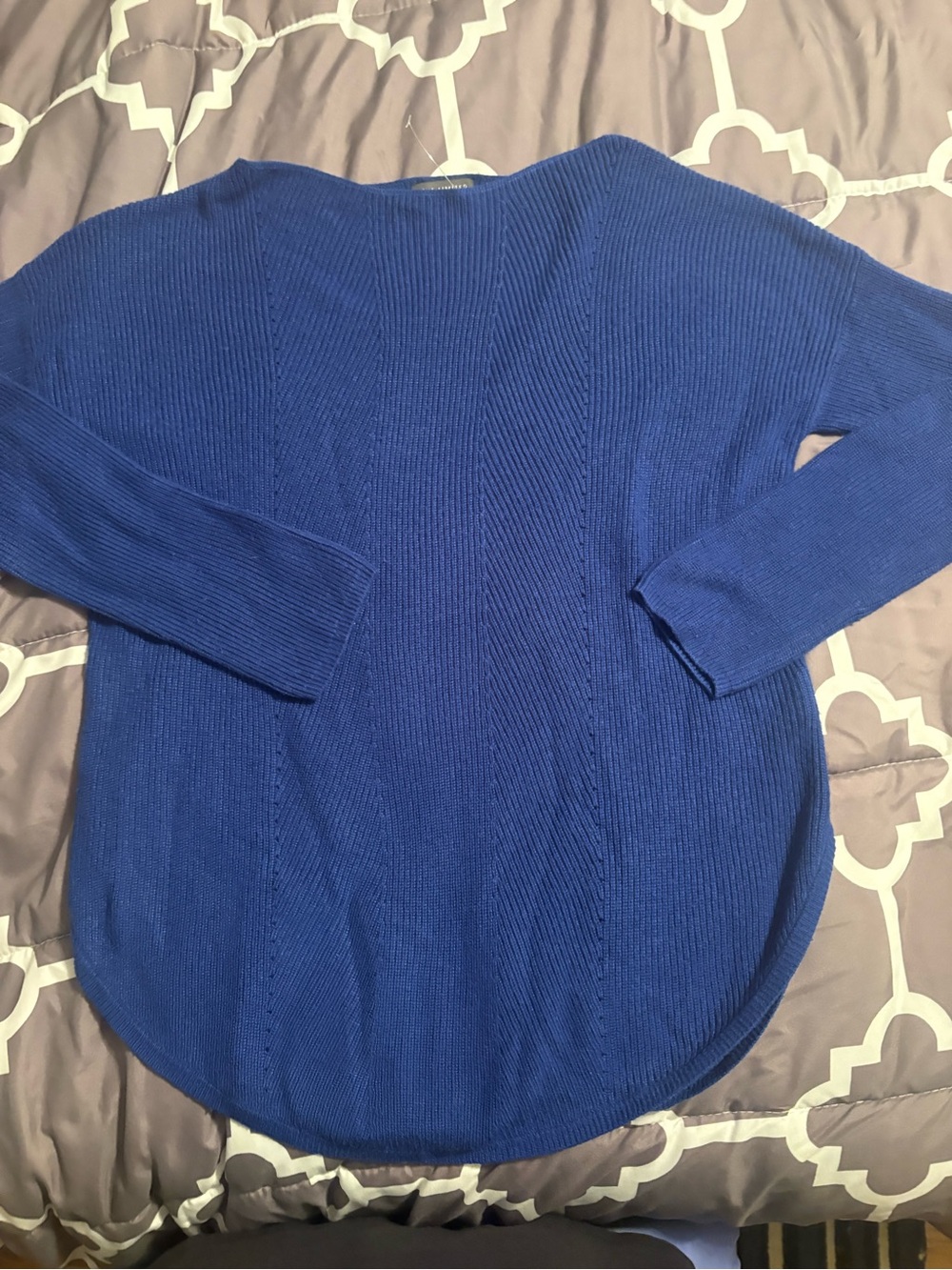The Limited Royal Blue Ribbed Crewneck Sweater